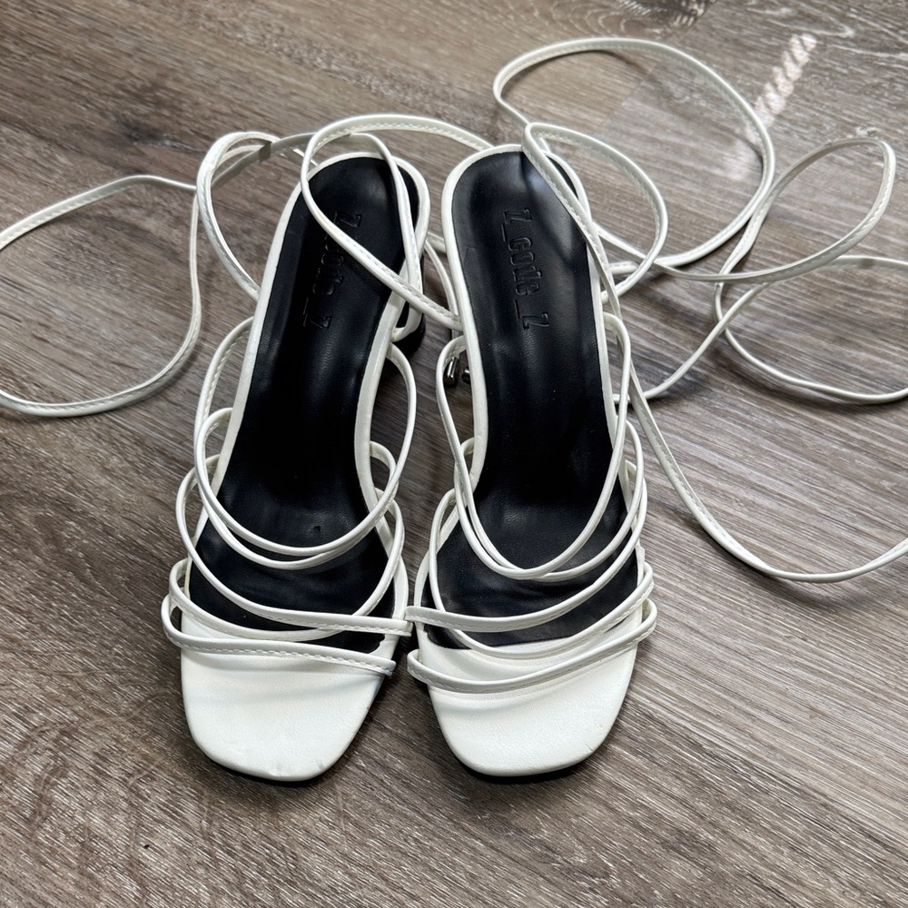 White Lace-Up Strappy Heels – Minimalist Chic